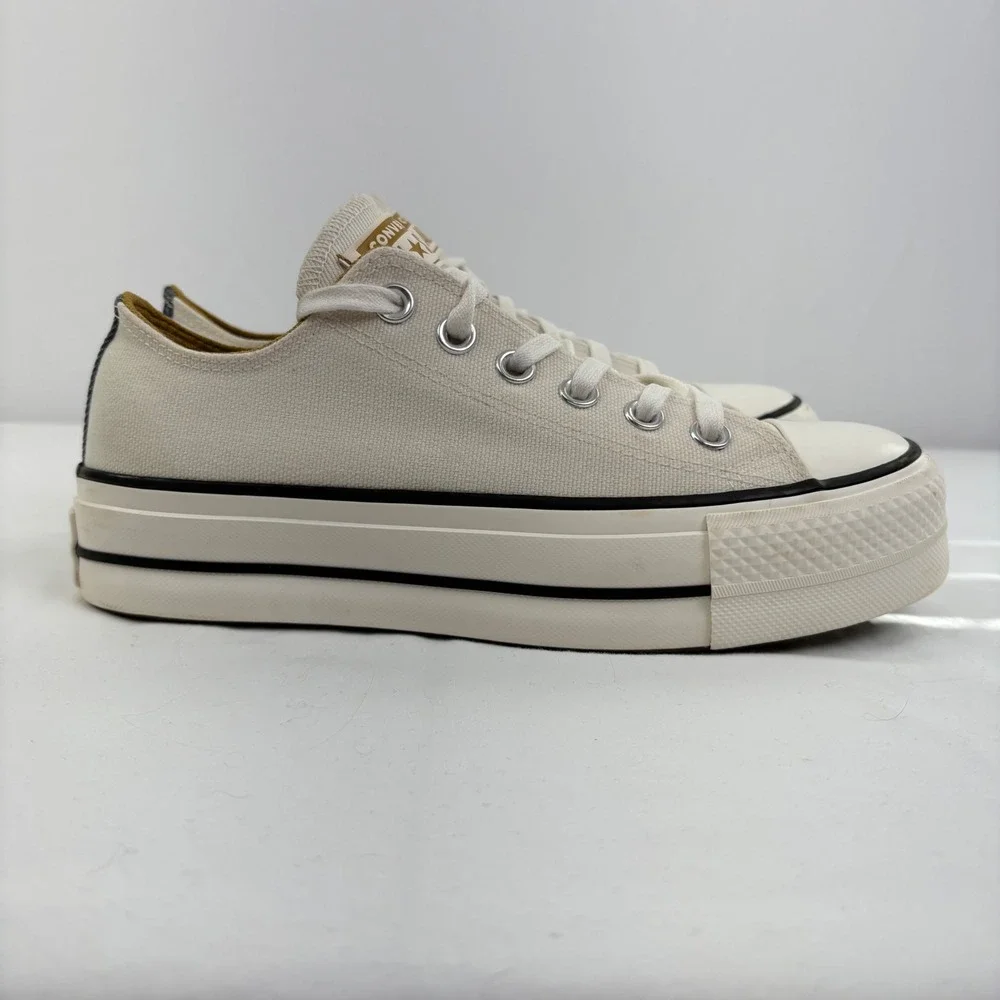 Converse Women's CTAS Lift Platform Egret/Navy/Burnt Honey Denim A03829F Size 7 - Picture 3 of 12